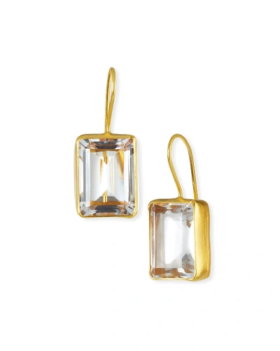 Dina Mackney Emerald-cut Quartz Drop Earrings In Gold