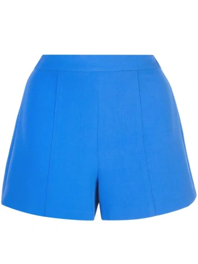 Alice And Olivia Hera High-waist Seamed Back-zip Shorts In Imperial Blue