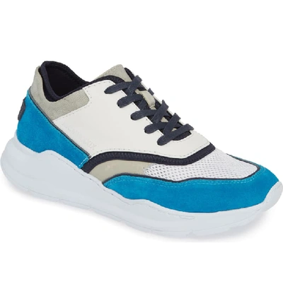 Donald J Pliner Men's Blowtech Suede Trainer Sneakers In White/ Blue