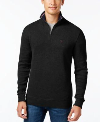 Tommy Hilfiger French Rib Quarter-zip Sweater In Cs Deep Knit Black |  ModeSens