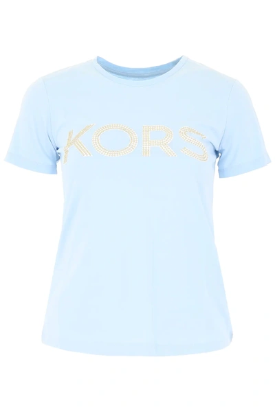 Michael Michael Kors Logo T-shirt In Light Blue
