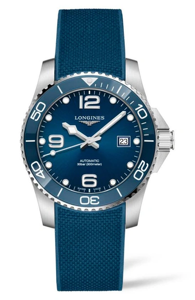 Longines Hydroconquest Automatic Rubber Strap Watch, 41mm In Blue