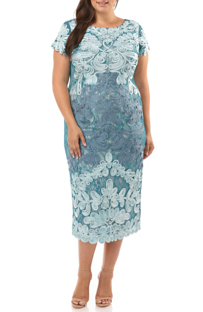 js collections plus size soutache overlay midi dress