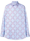 Valentino Vltn Grid Print Shirt In Light Blue