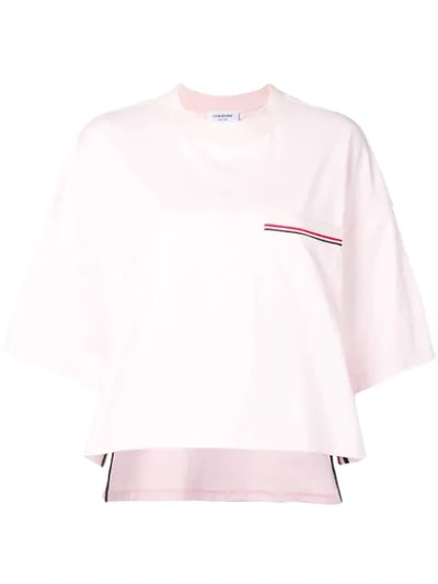 Thom Browne Rwb-stripe Boxy T-shirt In Pink