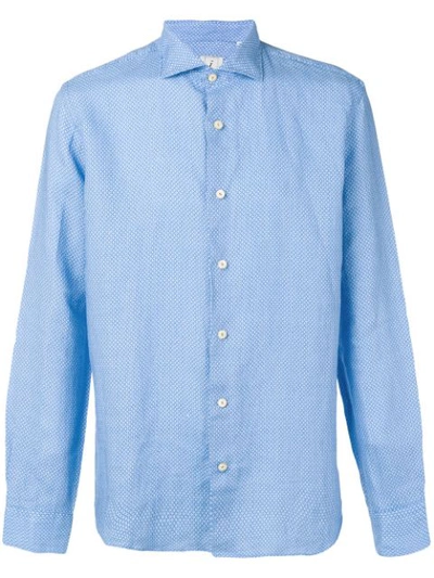Drumohr Printed Button-up Shirt In Blue