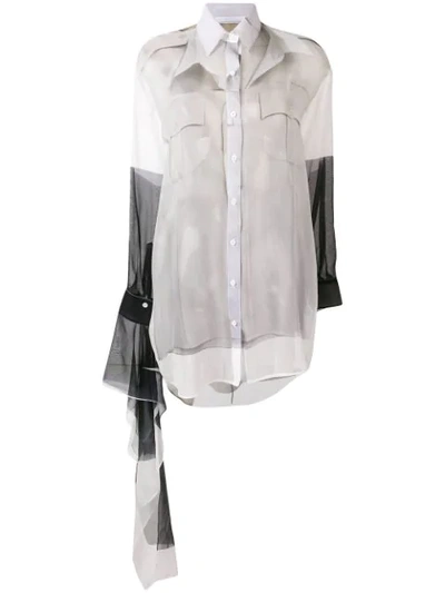 Peter Do Drape Abstract Print Shirt In Grey