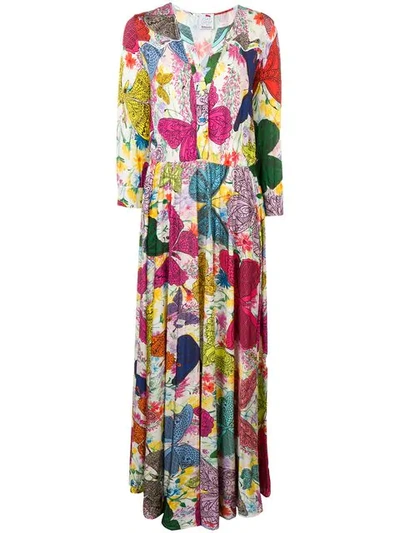 Ultràchic Butterfly Print Maxi Dress In Pink