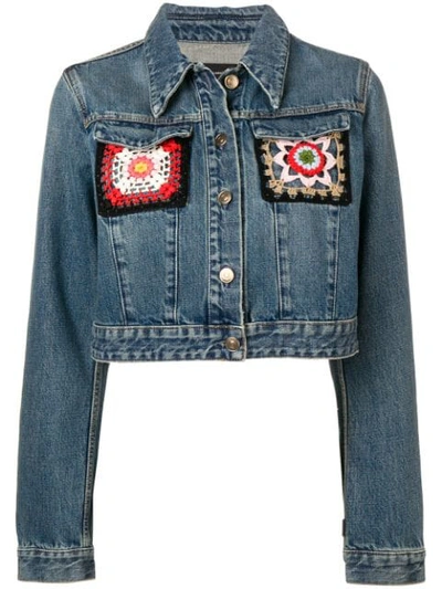 Alanui Embroidered Denim Jacket In Blue