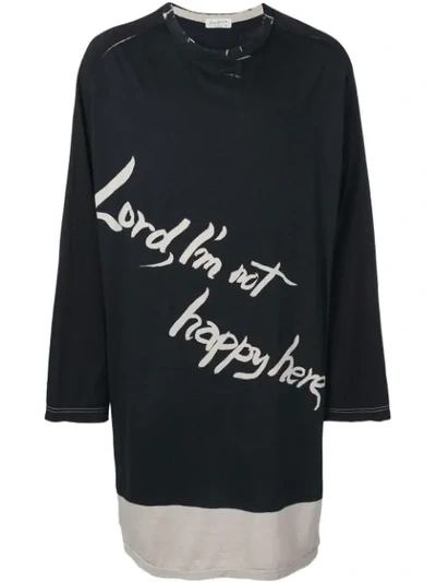 Yohji Yamamoto Oversized Slogan Sweatshirt - Black