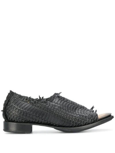 Yohji Yamamoto Open Toe Woven Loafers In Black