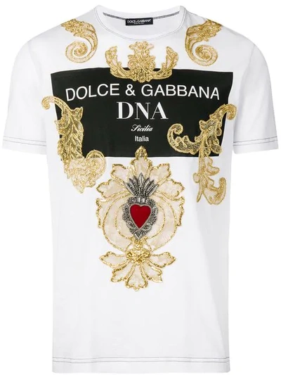 Dolce & Gabbana Baroque Embroidered T In Hwy70 D&g Dna1 Fdo.bianco