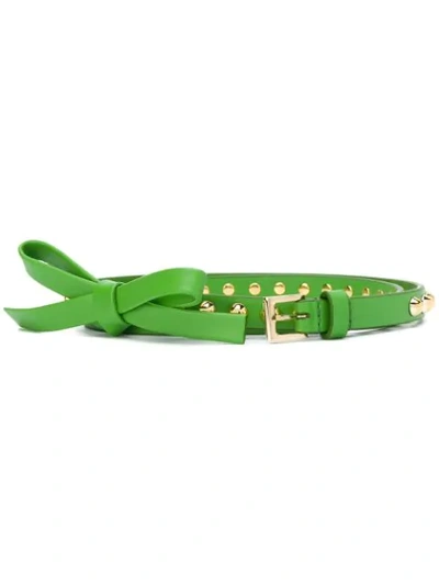 Prada Women's Bow-detailed Studded Leather Belt In Green