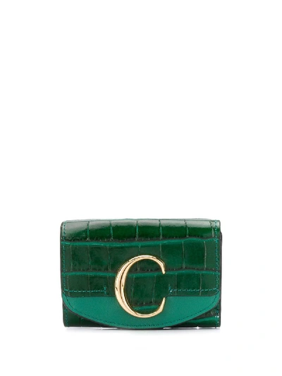 Chloé Embossed Mini C Wallet - Green