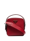 Prada Logo Plaque Messenger Bag In F068z Fuoco