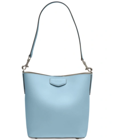 Dkny Sullivan Leather Bucket, Created For Macy's In Arctic/azure/silver