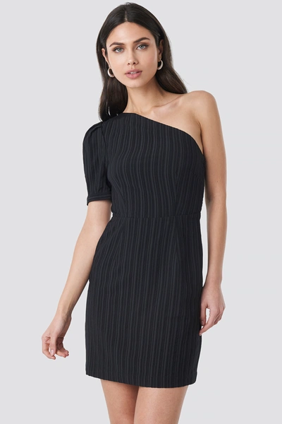 Na-kd One Shoulder Puff Sleeve Mini Dress - Black