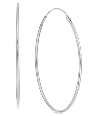 Essentials Large Silver Plated Endless Wire Medium Hoop Earrings