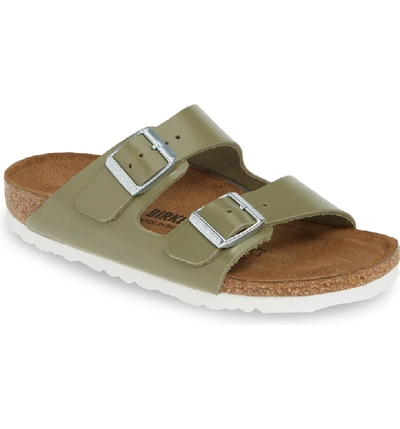 Birkenstock Arizona Slide Sandal In Khaki Leather