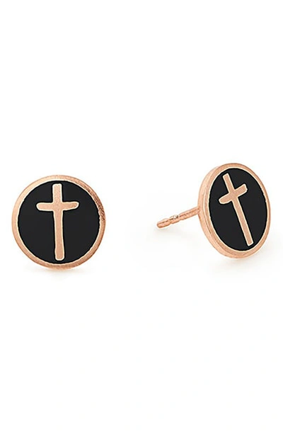 Alex And Ani Cross Stud Earrings In Rose Gold
