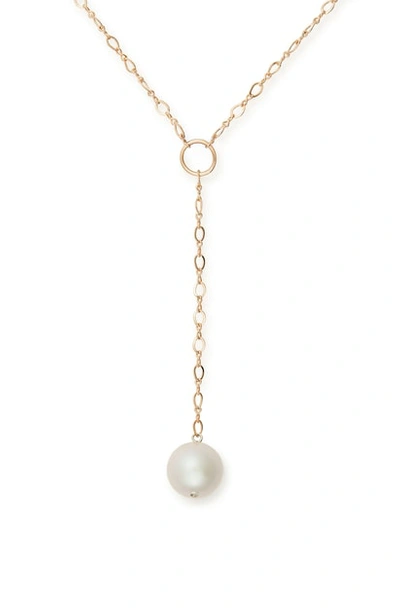 Alex And Ani Swarovski Imitation Pearl Y-necklace In Rose Gold