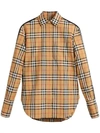 Burberry Stripe Dtail Vintage Check Cotton Shirt In Brown