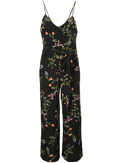 L Agence Jaelyn V-neck Cami-top Straight-leg Floral-print Silk Jumpsuit In Black Multi Bloom