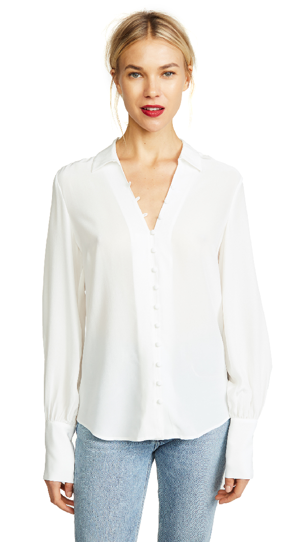L Agence L'Agence Naomi Button Loop Blouse In Ivory | ModeSens