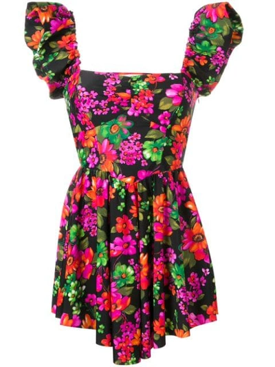 Amen Floral Print Mini Dress In Black