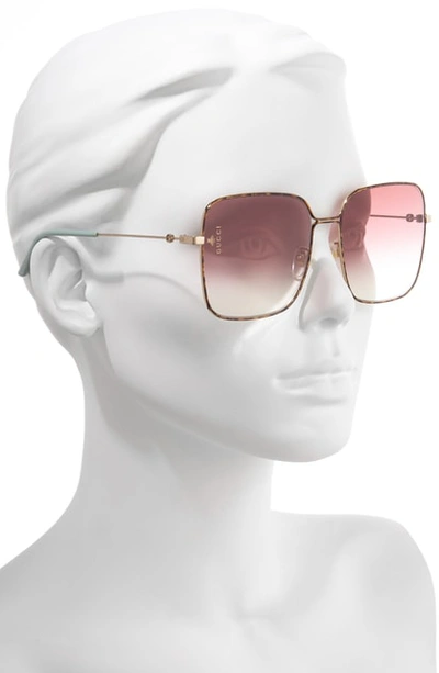 Gucci 60mm Gradient Square Sunglasses In Shny Endura Gld/viol Grad