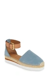 See By Chloé Suede Flat Wedge Espadrilles In Blue