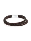 Tateossian Multi-layered Leather & Sterling Silver Bracelet In Brown