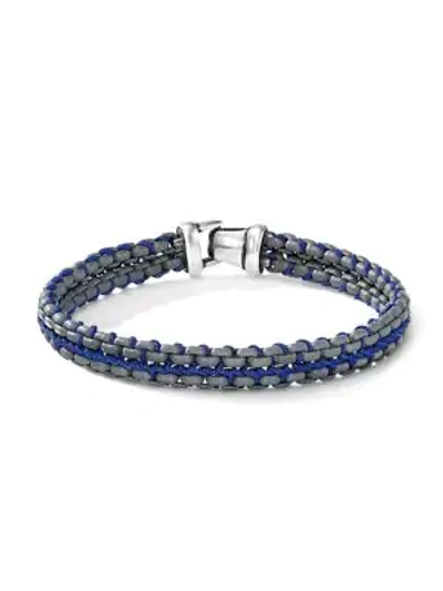 David Yurman Men's Chain Woven Bracelet In Silver Blue