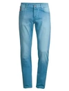 Isaia Men's Slim-fit Faded Jeans In Turquoise