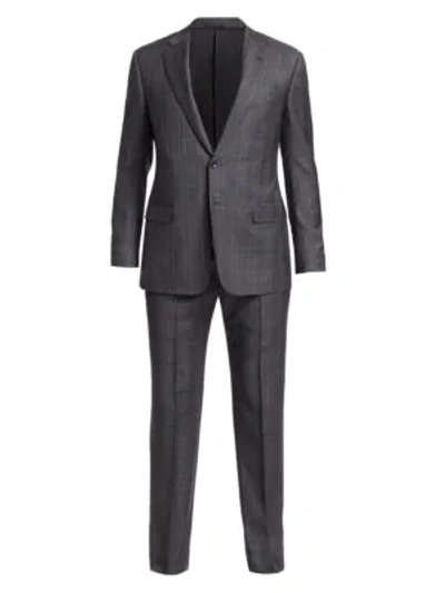 Giorgio Armani Plaid Wool Suit In Grey