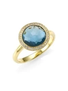 Ippolita Lollipop Small 18k Yellow Gold, London Blue Topaz & Diamond Ring