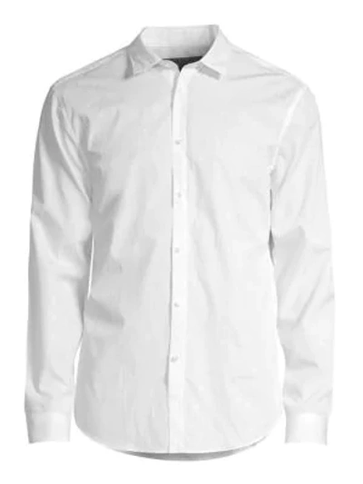 John Varvatos Slim-fit Cotton Jacquard Sport Shirt In White