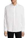 Michael Kors Linen Regular Fit Button-down Shirt In White