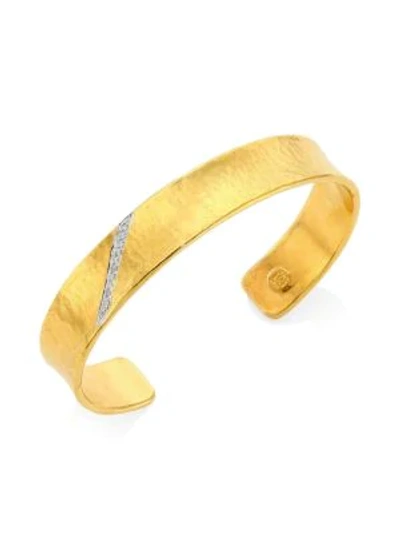 Gurhan Hourglass 22k Yellow Gold, 18k White Gold & Diamond Cuff