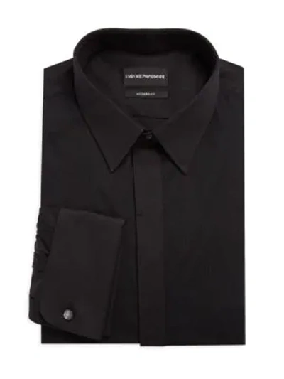 Emporio Armani Modern-fit Tuxedo Shirt In Black