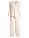 Hanro Champagne Long-sleeve Pajama Set In Summer Rose