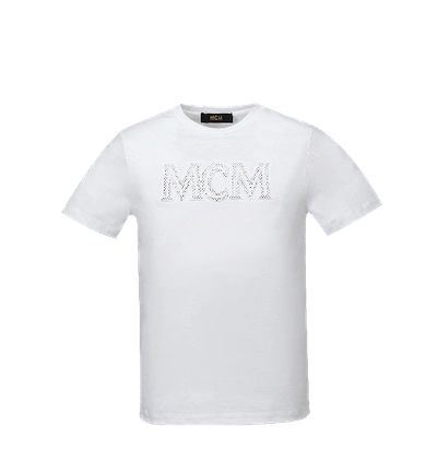 Mcm Women's Sparkling Neon Logo T-shirt In White