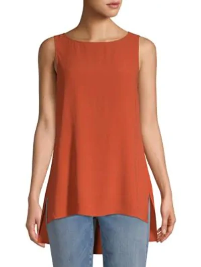 Eileen Fisher Sleeveless Silk Top In Orange