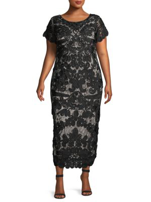 js collections plus size soutache overlay midi dress