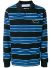 Martine Rose Logo Striped Polo Shirt In Black/blue Stripe
