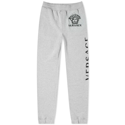 Versace Logo Embroidered Sweat Pant In Grey