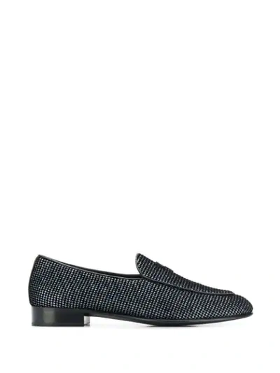 Giuseppe Zanotti Men's Embellished Suede Loafers In Grey