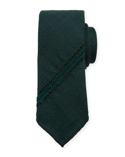 Tie Your Tie Hopsack Knit Tie W/ Diagonal Stripe, Teal