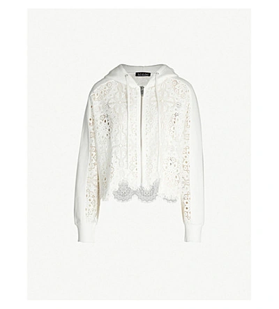 The Kooples Lace Zipped Stretch-cotton Hoodie In Ecr01