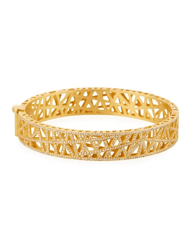 Yossi Harari 18k Yellow Gold Small Pave Diamond Lace Cuff